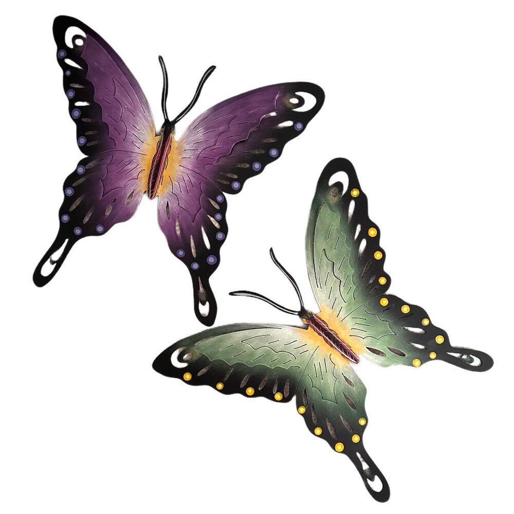 Pair 2 of Painted Steel Butterflies, Wall Art by Alejandro de Esesarte